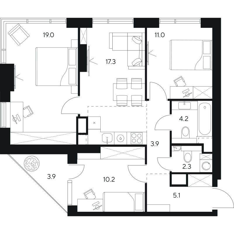 Продажа 3-комн квартиры в новостройке Москва г., Ярцевская ул.,  к. 1