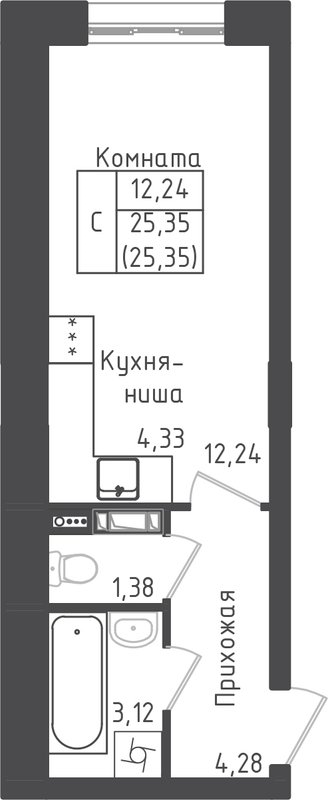 Продажа студии Рыбаки д., Центральная ул.,  к. 1