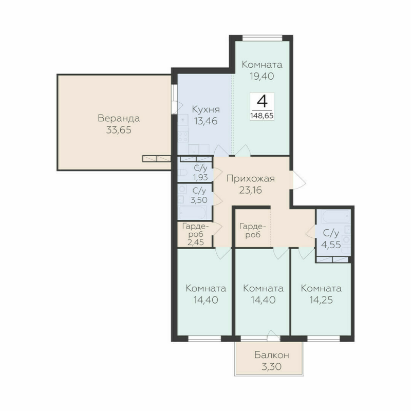 Продажа 4-комн квартиры в новостройке Лупполово д., Приозерское ш.,  к. 5