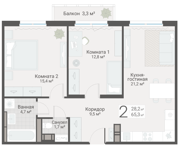 Продажа 2-комн квартиры в новостройке Санкт-Петербург г., Руднева ул.,  к. 3