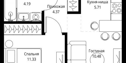 1-комн квартира Москва г., Мира пр-кт,  к. 3
