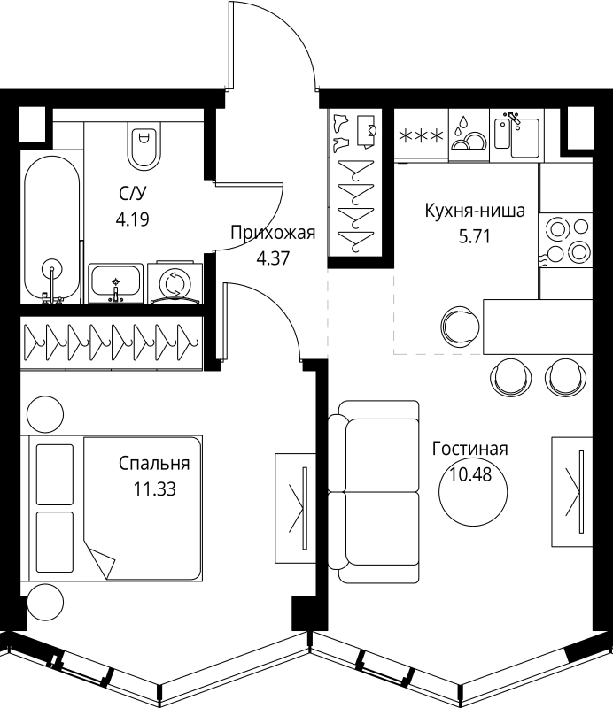 Продажа 1-комн квартиры в новостройке Москва г., Мира пр-кт,  к. 3