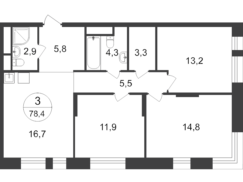 Продажа 3-комн квартиры в новостройке Московский г., Бианки ул.,  к. 11.3