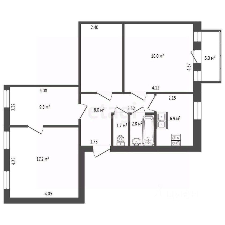 Продажа 3-комн квартиры на вторичном рынке Енотаевская улица, 4