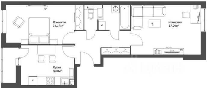 Аренда 2-комн квартиры на вторичном рынке пос. Мирный, улица Академика Северина, 11/1