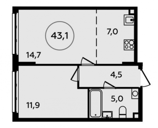 Планировка ЖК Скандинавия, 11.9 м2