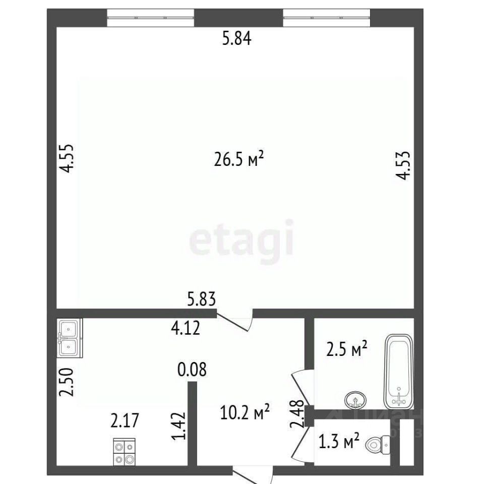Продажа студии улица Жени Егоровой, 12К2