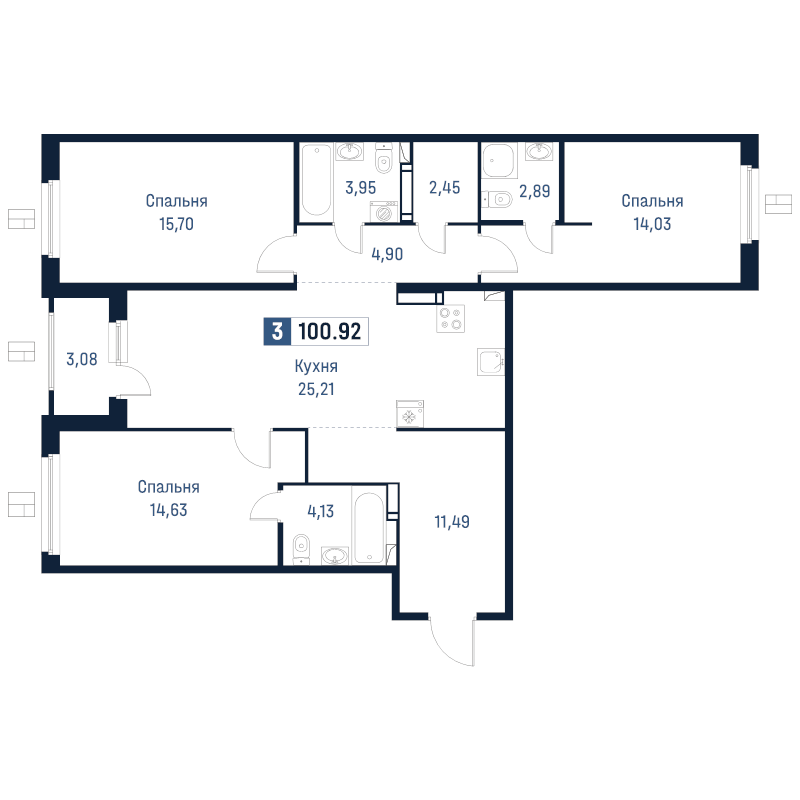 Продажа 3-комн квартиры в новостройке Мурино п., Романовская ул.,  к. 2