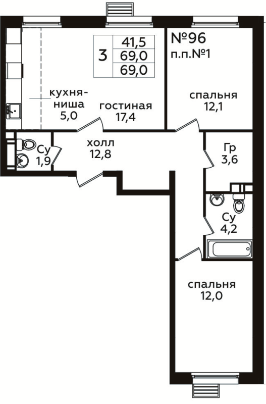 Продажа 2-комн квартиры в новостройке Cтолбово д., Проектируемый проезд № 7032,  к. 10-11
