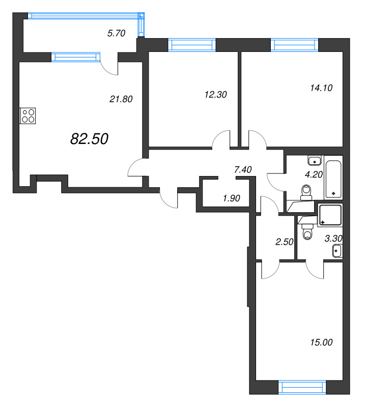 Продажа 3-комн квартиры в новостройке Санкт-Петербург г., Московское ш.,  к. 2