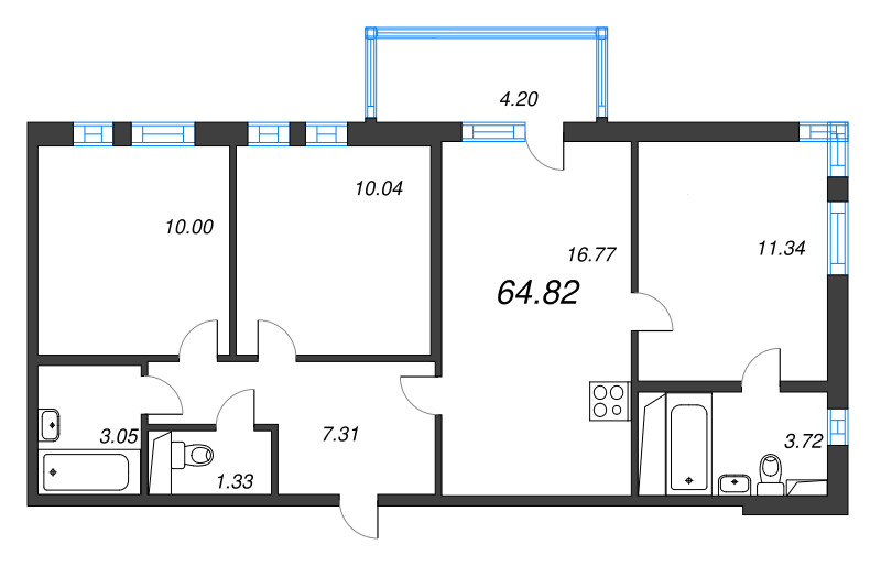 Продажа 3-комн квартиры в новостройке Шушары п., Школьная ул.,  к. 7
