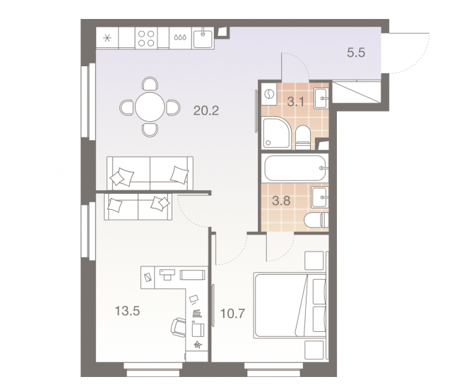Планировка ЖК Twelve, 24.2 м2