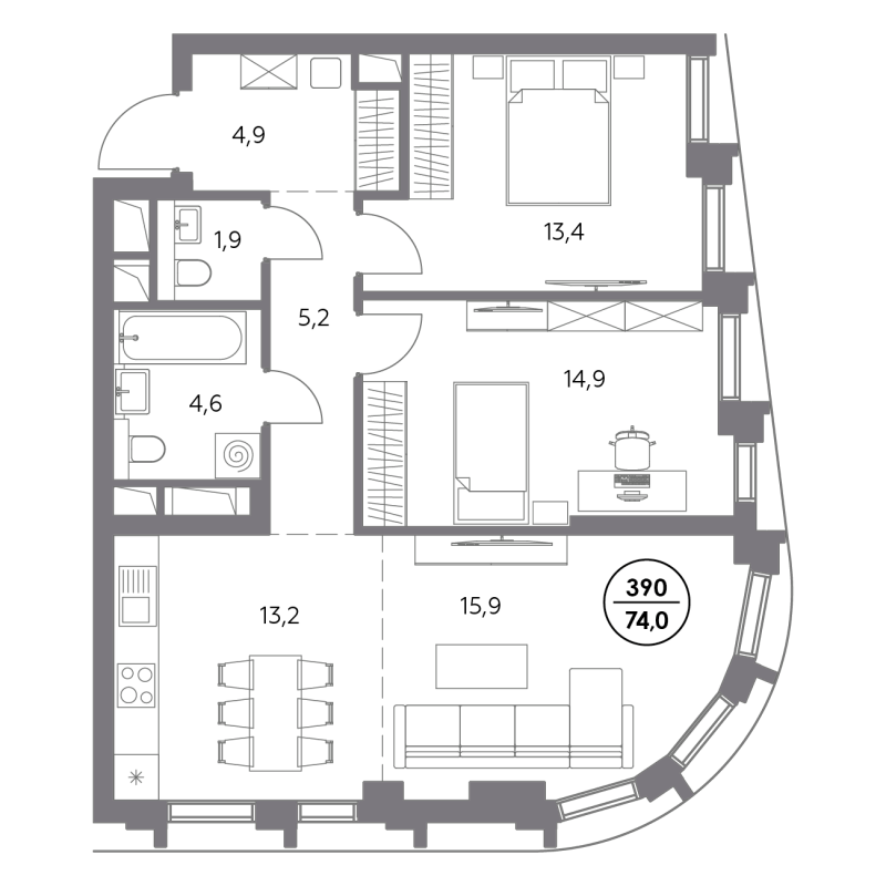 Продажа 2-комн квартиры в новостройке Москва г., Фридриха Энгельса ул.,  к. 3
