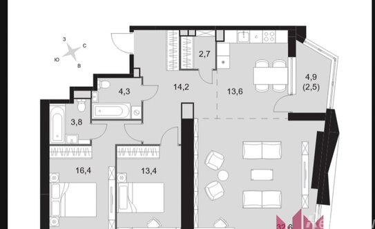 Продажа 3-комн квартиры на вторичном рынке ул Академика Волгина,  д. 2,  к. 2