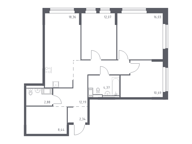 Продажа 3-комн квартиры в новостройке Колпино г., Загородная ул.,  к. 35.1