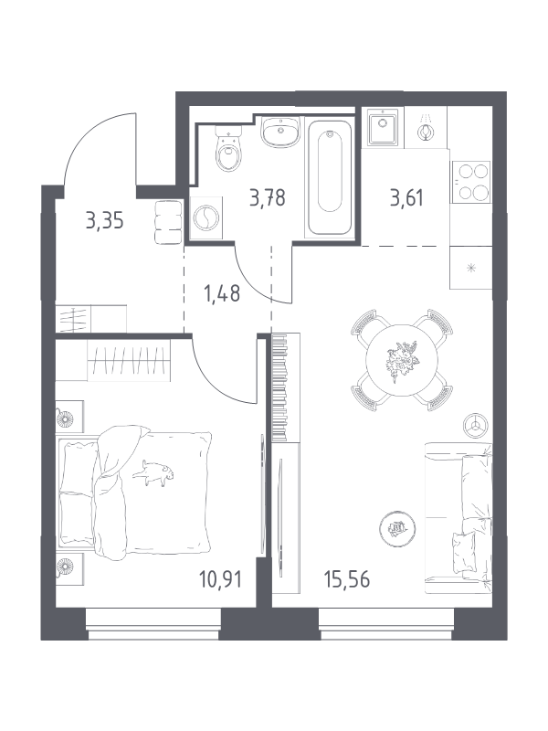 Продажа 1-комн квартиры в новостройке Богданиха д., Красная Слобода ул.,  к. 7.1