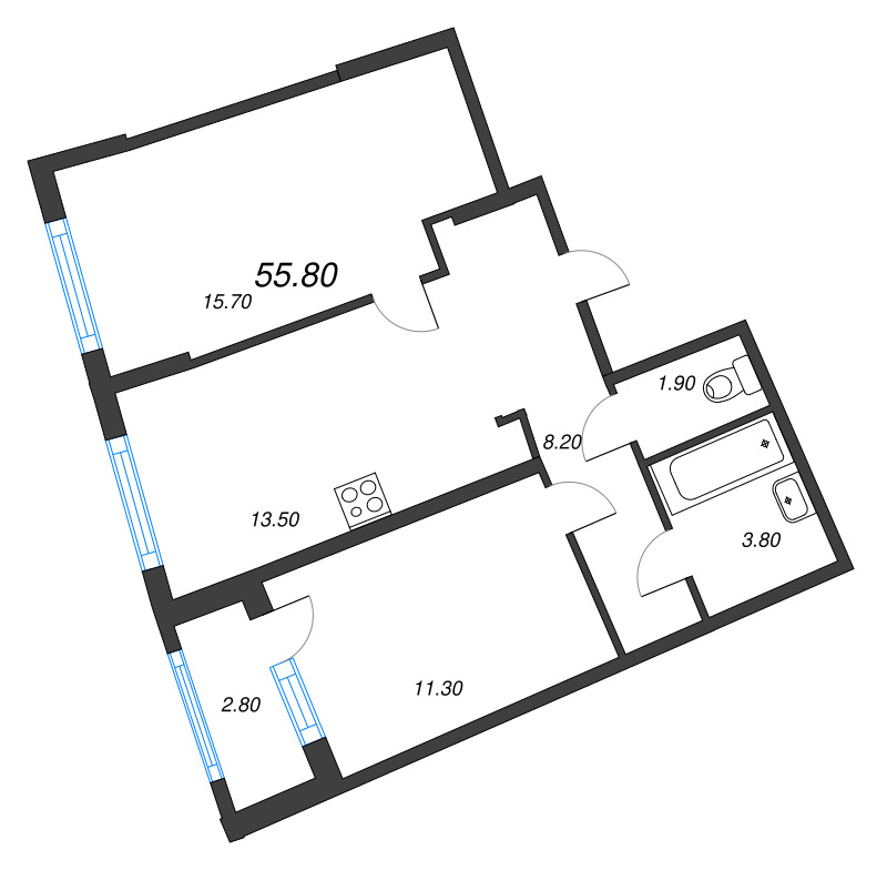 Продажа 2-комн квартиры в новостройке Мурино п., Южный проезд,  к. 1.10.1