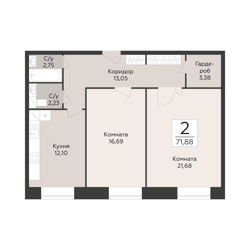 Продажа 2-комн квартиры в новостройке Подольск г., Красногвардейский б-р,  к. 33А