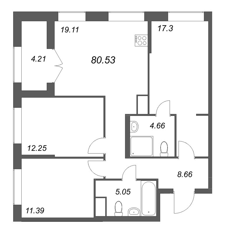 Продажа 3-комн квартиры в новостройке Санкт-Петербург г., Русановская ул.,  к. 1