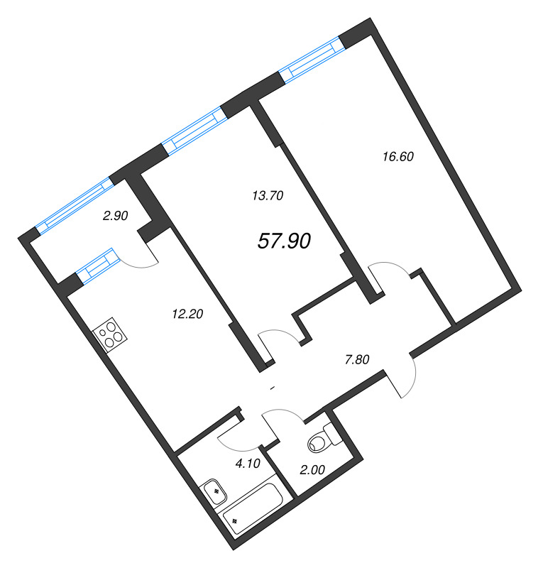 Продажа 2-комн квартиры в новостройке Мурино п., Южный проезд,  к. 1.10.1