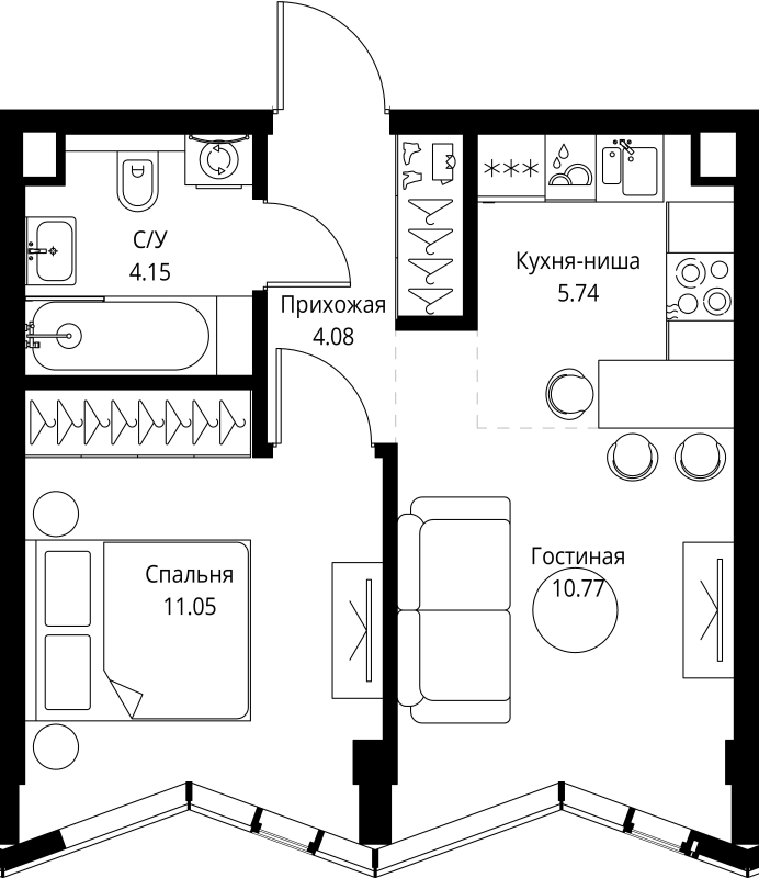 Продажа 1-комн квартиры в новостройке Москва г., Мира пр-кт,  к. 3