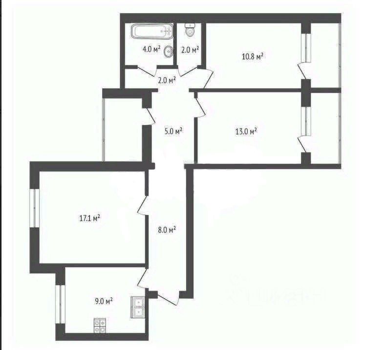 Продажа 3-комн квартиры на вторичном рынке улица Генерала Кузнецова, 17