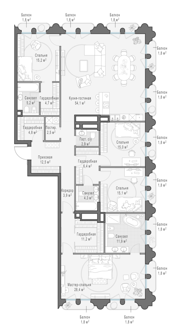 Продажа 4-комн квартиры в новостройке Москва г., Фрунзенская наб.,  к. D