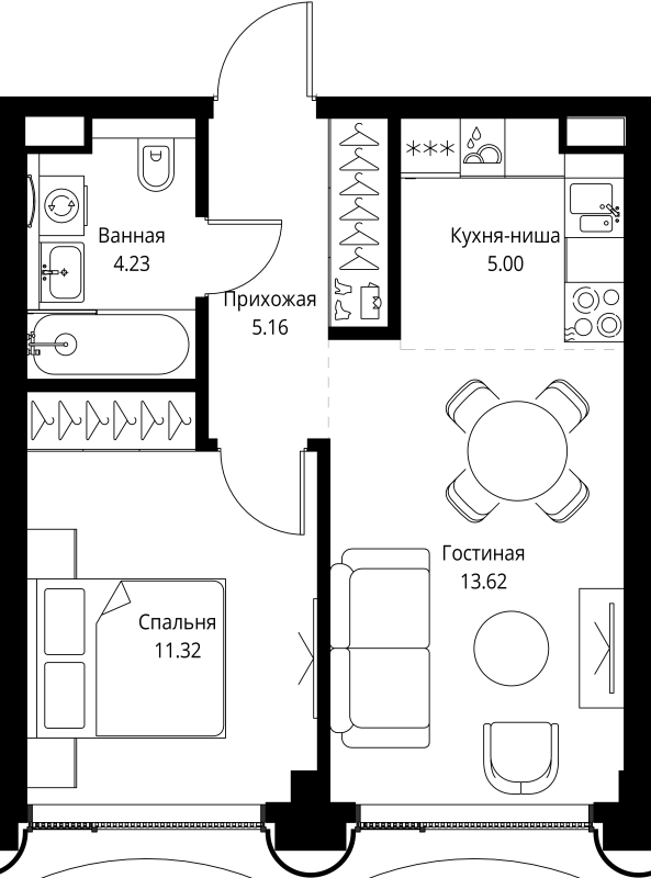 Продажа 1-комн квартиры в новостройке Москва г., Мира пр-кт,  к. 1