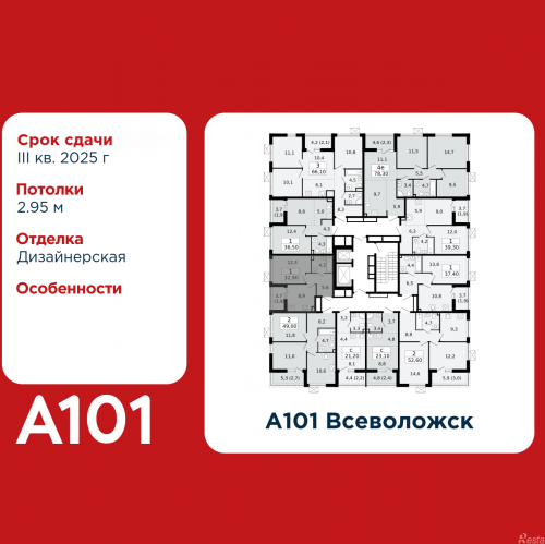 1-комн квартира Всеволожск, микрорайон Южный, 3.1