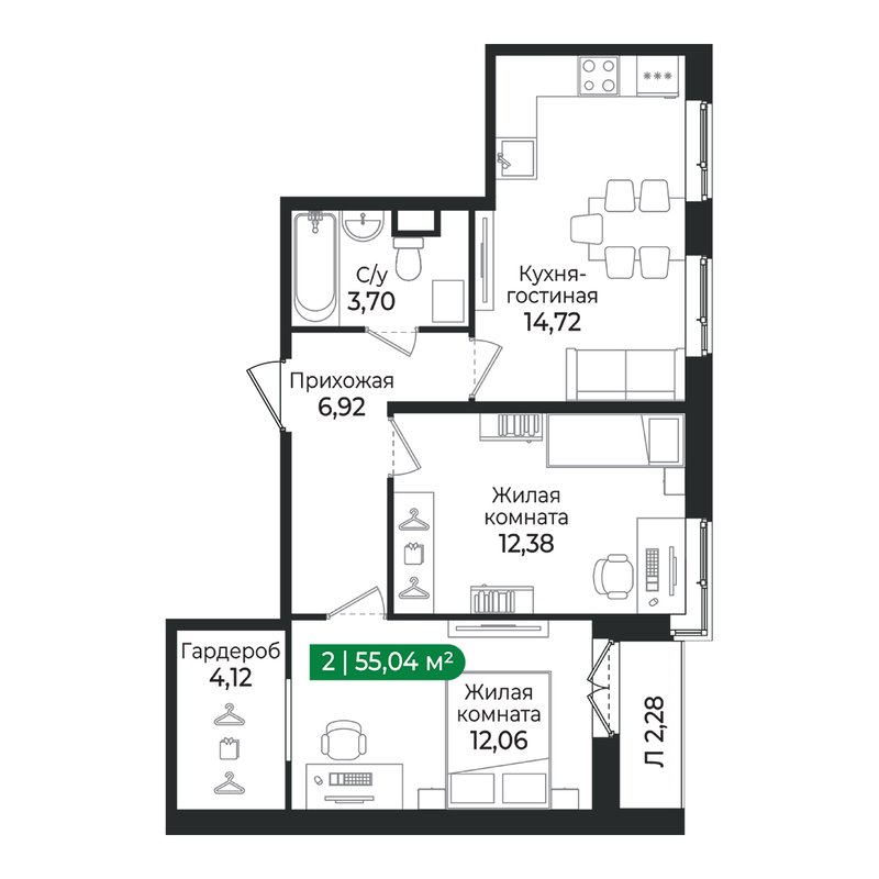 Продажа 2-комн квартиры в новостройке Сертолово г., Дмитрия Кожемякина ул.,  к. 4