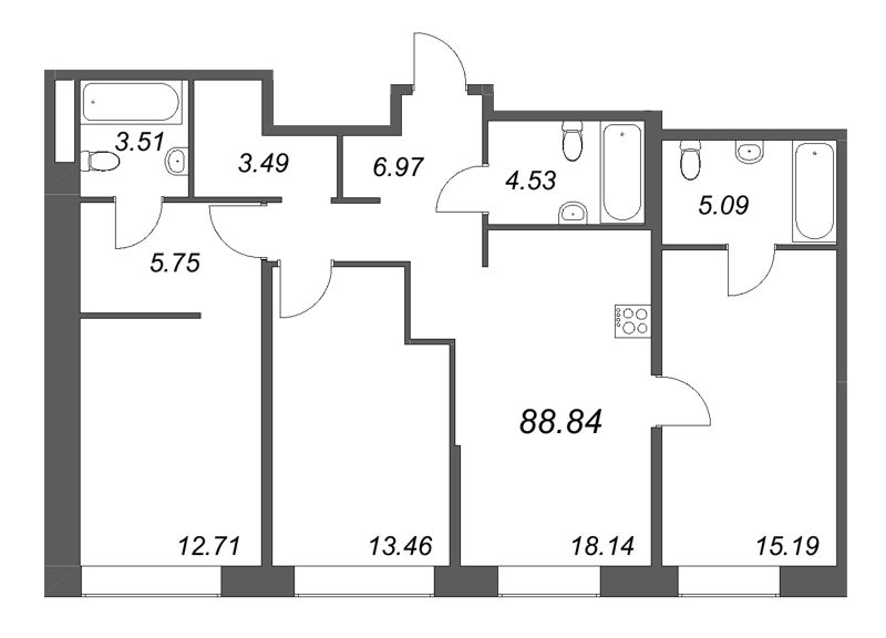 Продажа 3-комн квартиры в новостройке Санкт-Петербург г., Пионерская ул.,  к. 1