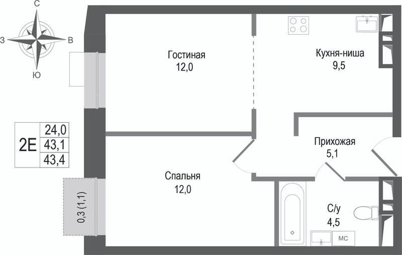 Продажа 1-комн квартиры в новостройке Королёв г.,  к. 2