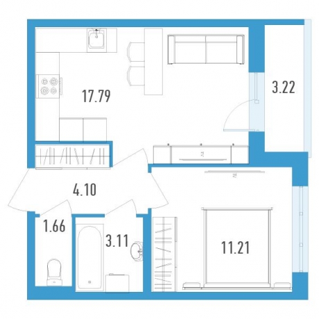 Планировка ЖК Магеллан, 11.21 м2