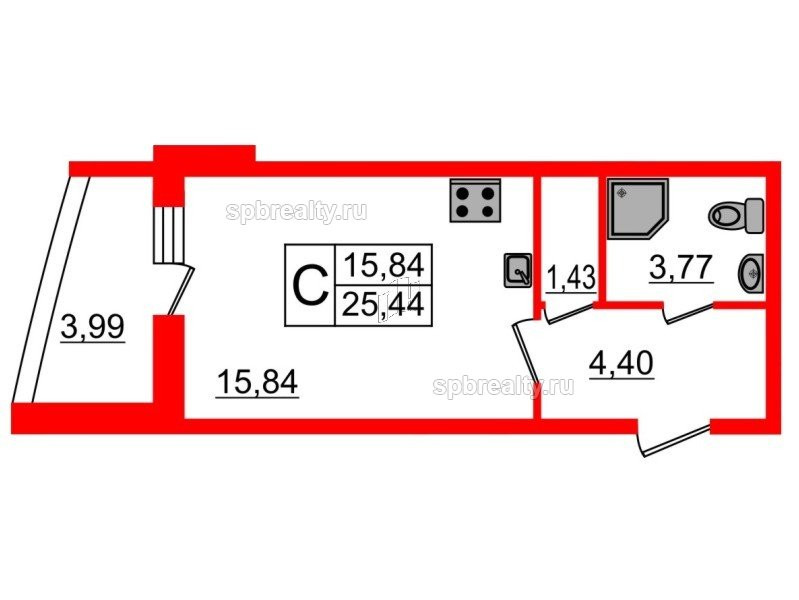 Продажа студии Заводская ул.,  д. 15,  к. Корпус 1