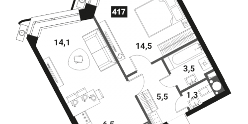 1-комн квартира Москва г., Семеновская наб.,  к. 1