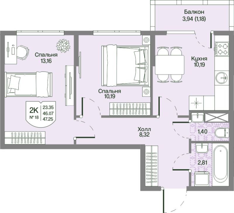 Продажа 2-комн квартиры в новостройке Мистолово д., Большой пр-кт,  к. 2