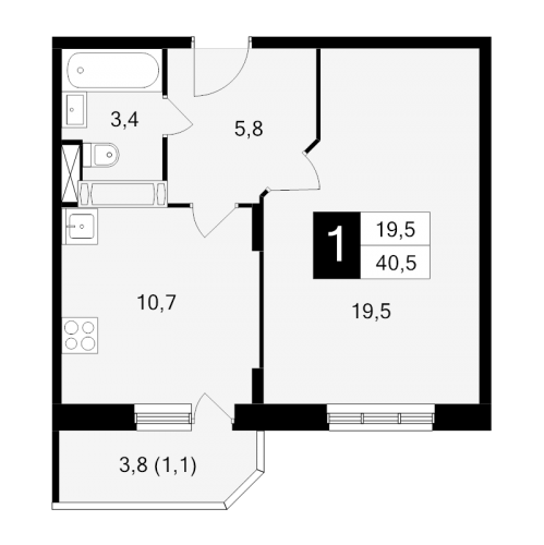 1-комн квартира Подольск г., Школьная ул.,  к. 43