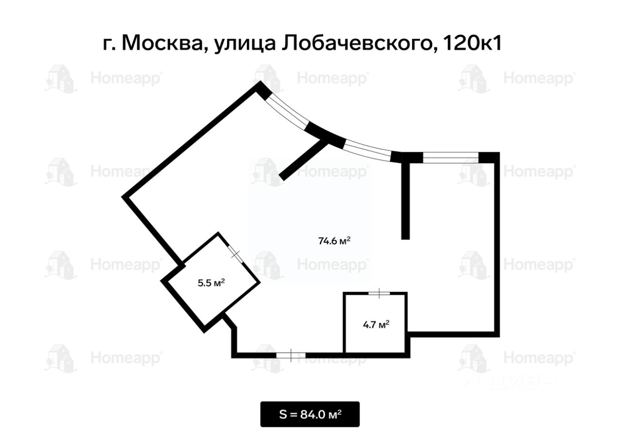 Продажа 2-комн квартиры на вторичном рынке улица Лобачевского, 120к1