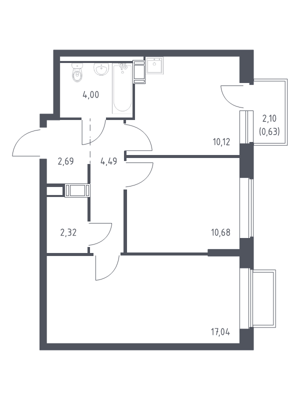 Продажа 2-комн квартиры в новостройке Мирный п., Свободы ул.,  к. 6.1