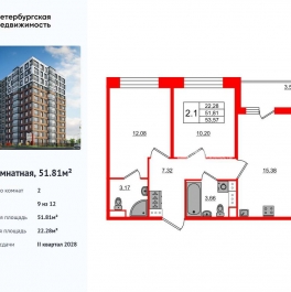 Продажа 2-комн квартиры в новостройке проспект Большой Смоленский