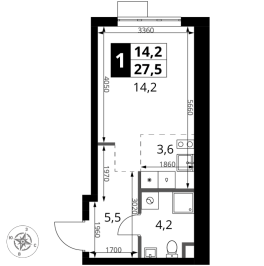 Продажа студии Мосрентген пос., Проектируемый проезд № 7502,  к. 2