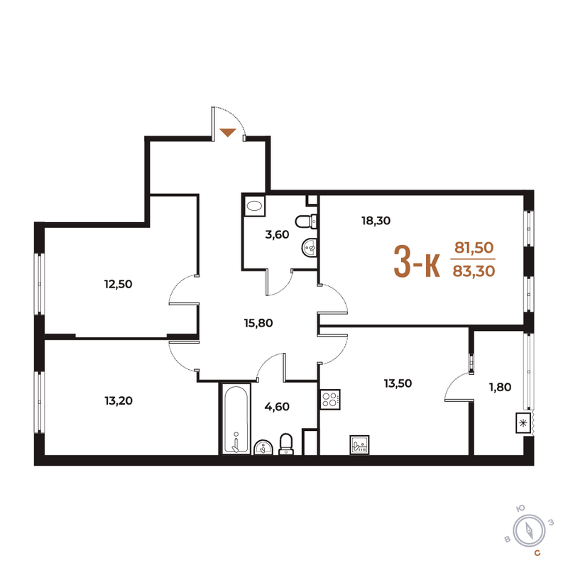 Продажа 3-комн квартиры в новостройке Летово д., Зимёнковская ул.,  к. 3
