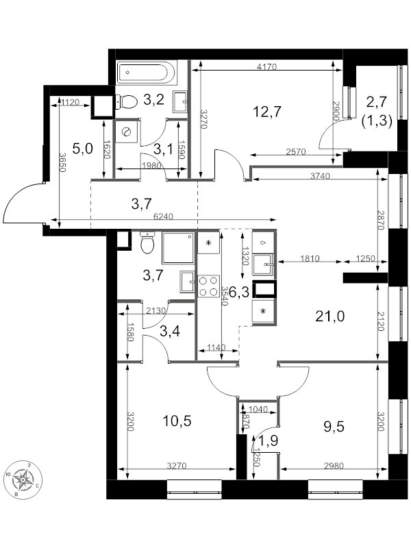 Продажа 3-комн квартиры в новостройке Москва г., Амурская ул.,  к. 4