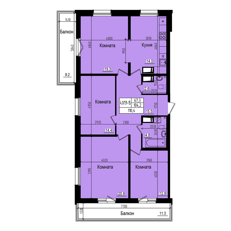 Продажа 4-комн квартиры в новостройке Парголово п., Заречная ул.,  к. 2
