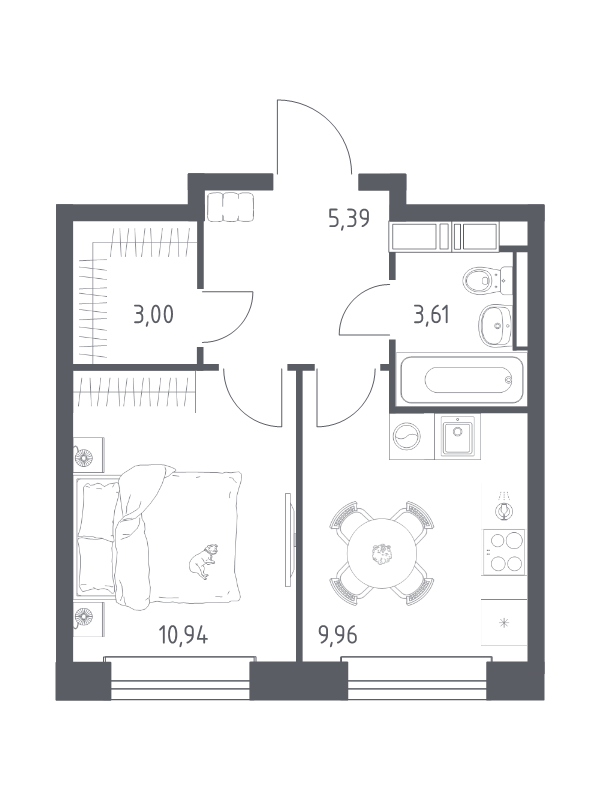 Продажа 1-комн квартиры в новостройке Cтолбово д., Проектируемый проезд № 7032,  к. 14-2