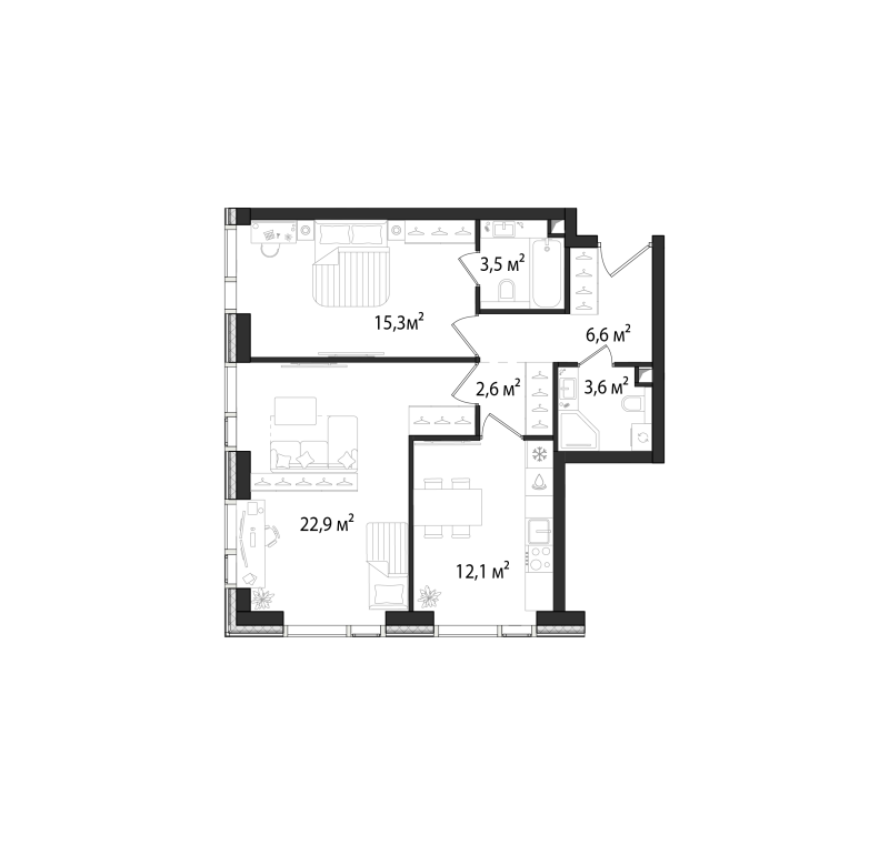 Продажа 2-комн квартиры в новостройке Москва г., Нагатинская ул.,  к. 2.2