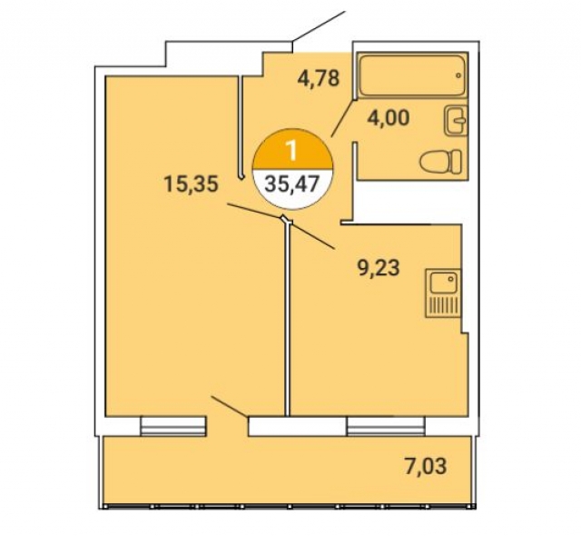 Планировка ЖК 4YOU, 15.35 м2