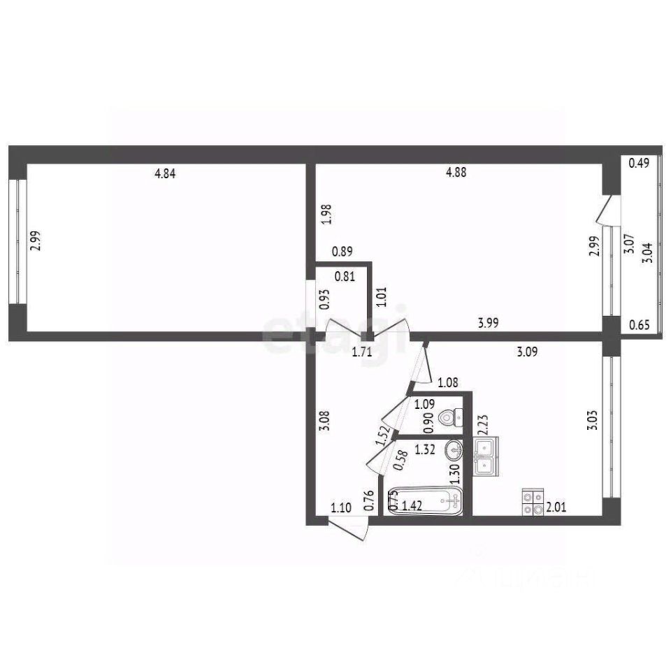 Продажа 2-комн квартиры на вторичном рынке проспект Науки, 73К2
