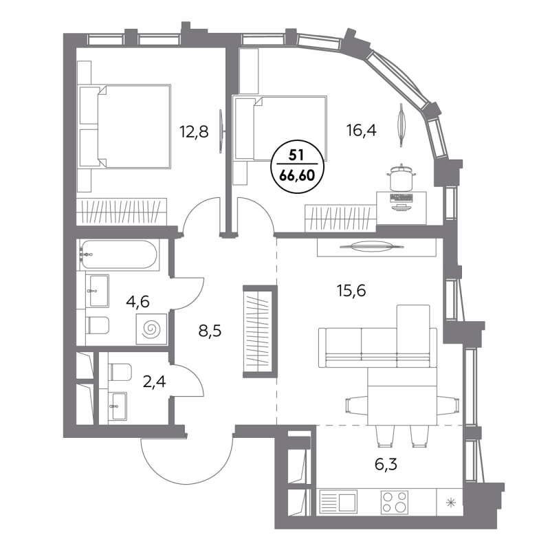 Продажа 2-комн квартиры в новостройке Москва г., Фридриха Энгельса ул.,  к. 1