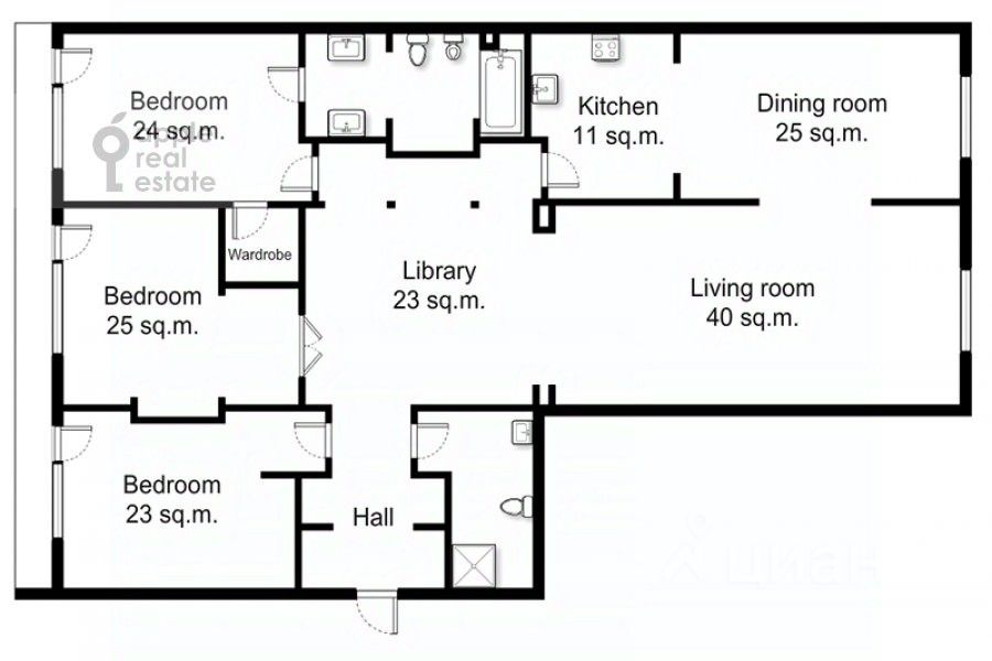 Аренда 4-комн квартиры на вторичном рынке Зачатьевский 1-й пер,  д. 5